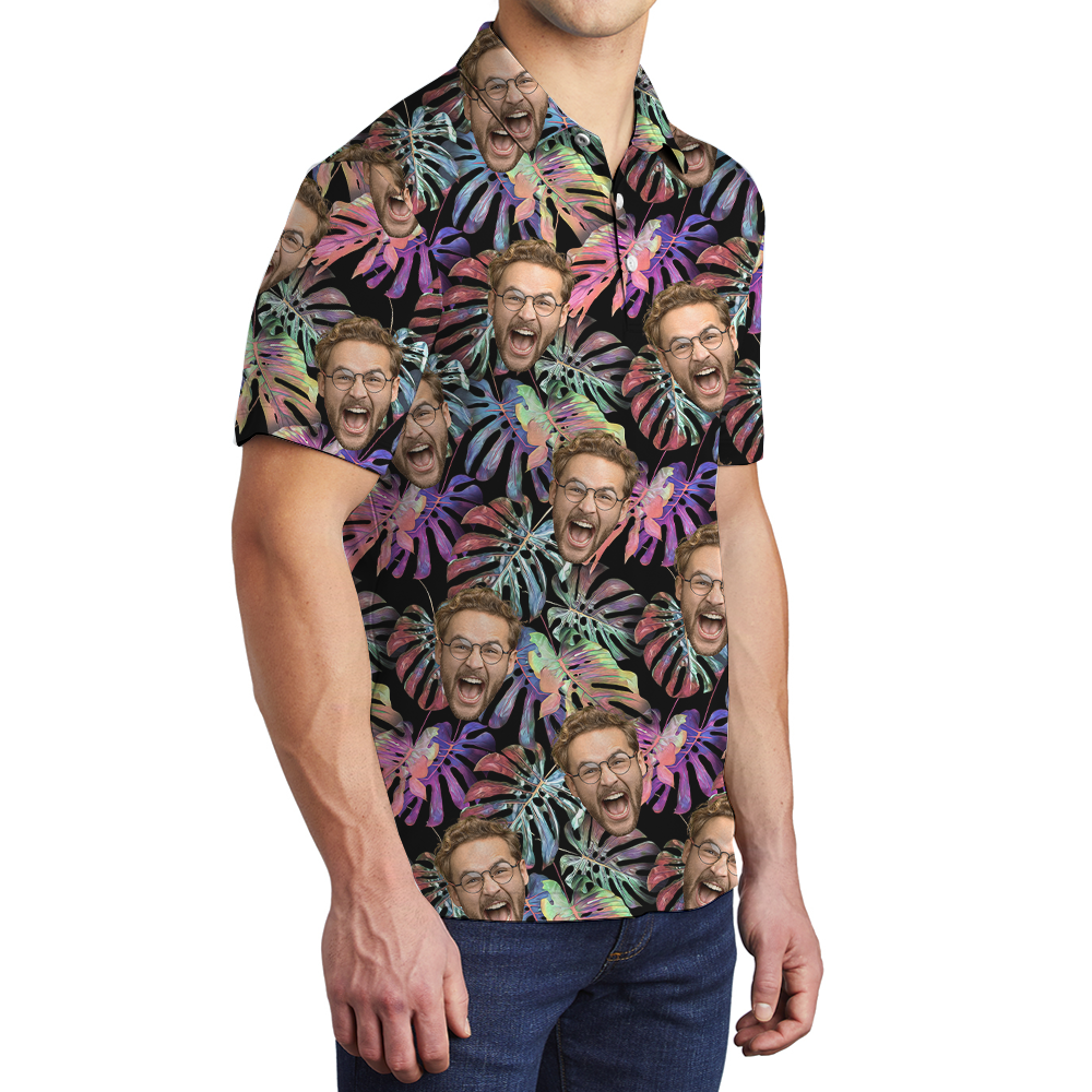 Horror Tropical Hawaiian Polo Shirt With Custom Face