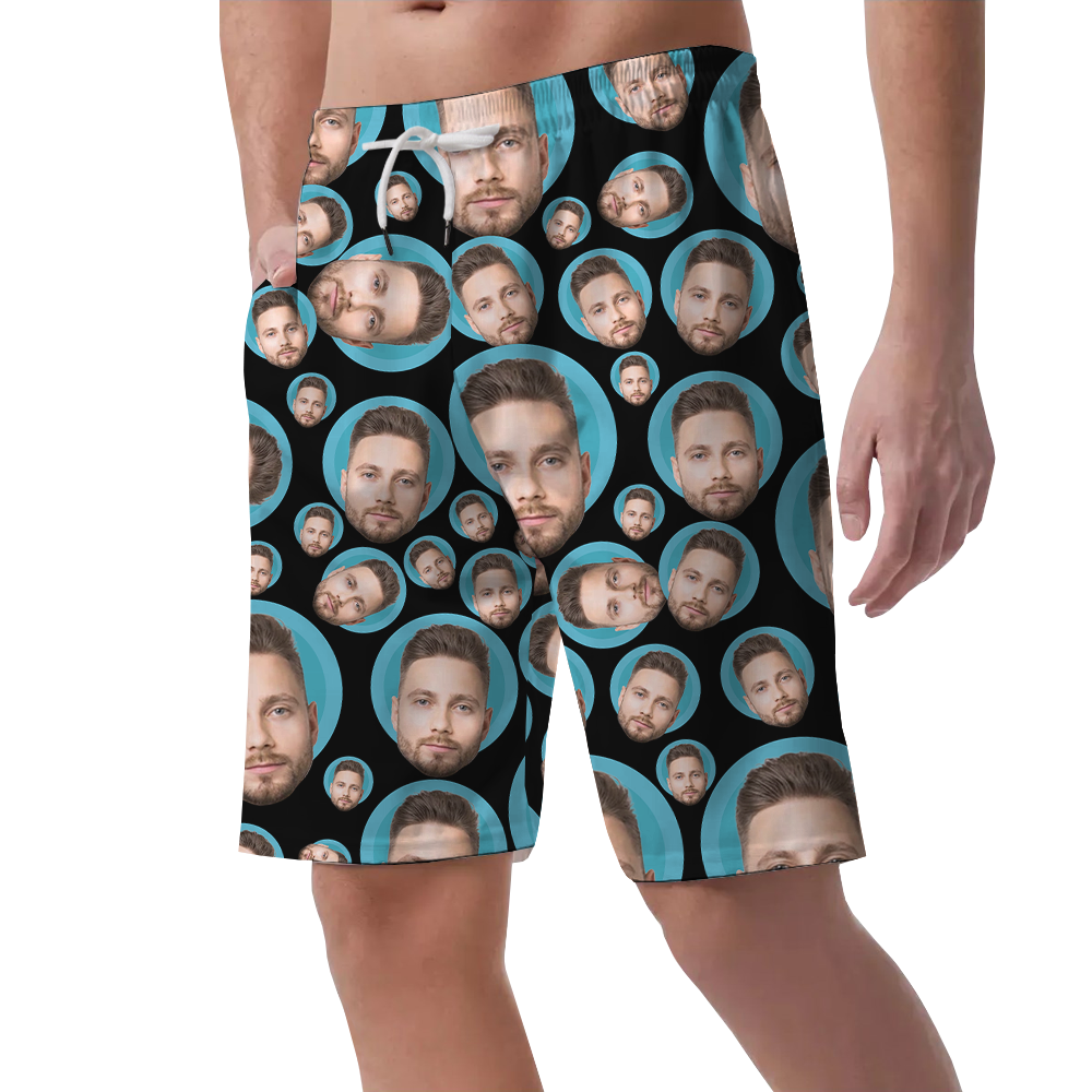 Funny Custom Multiple Faces Hawaiian Beach Shorts