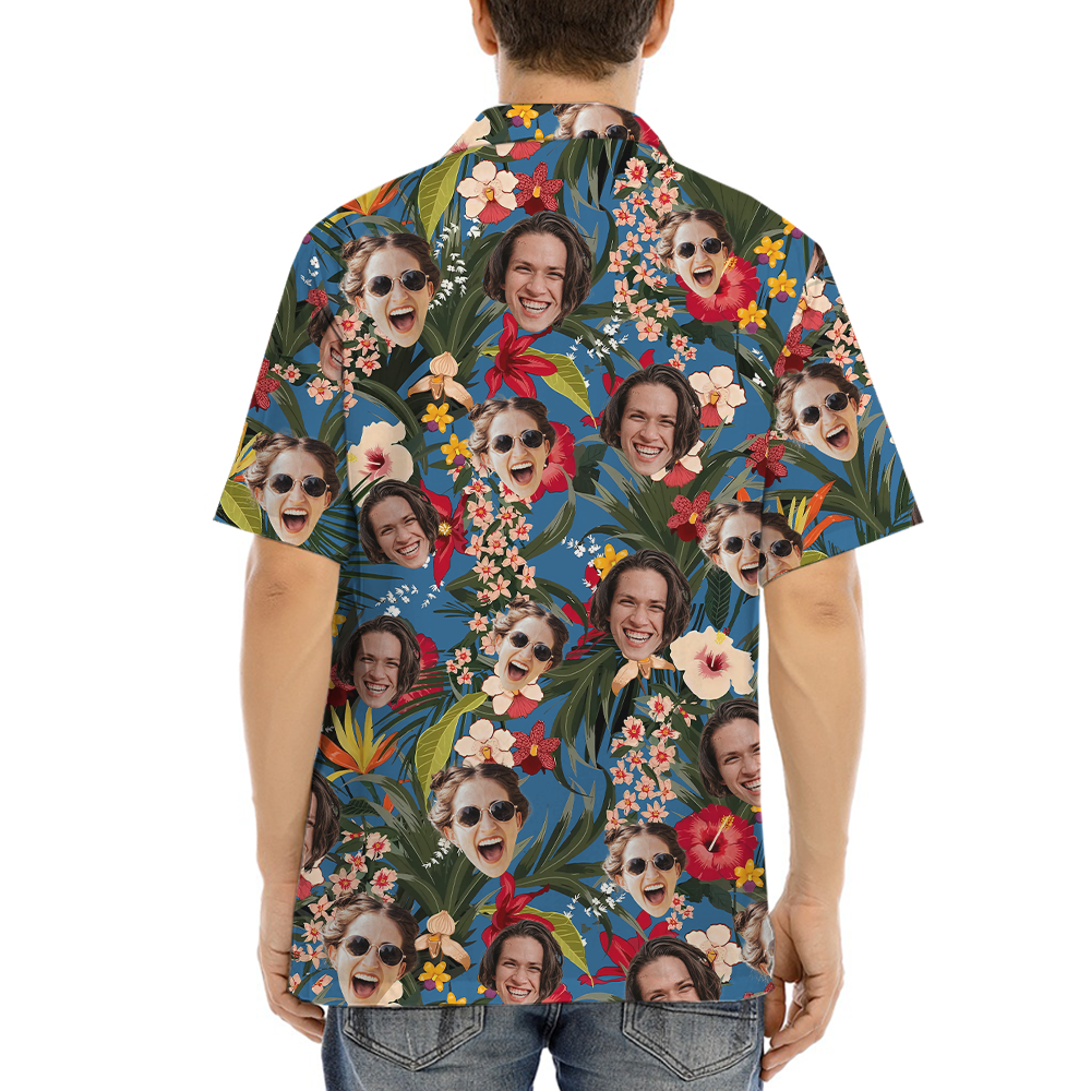Custom Face Floral Hawaiian Shirt