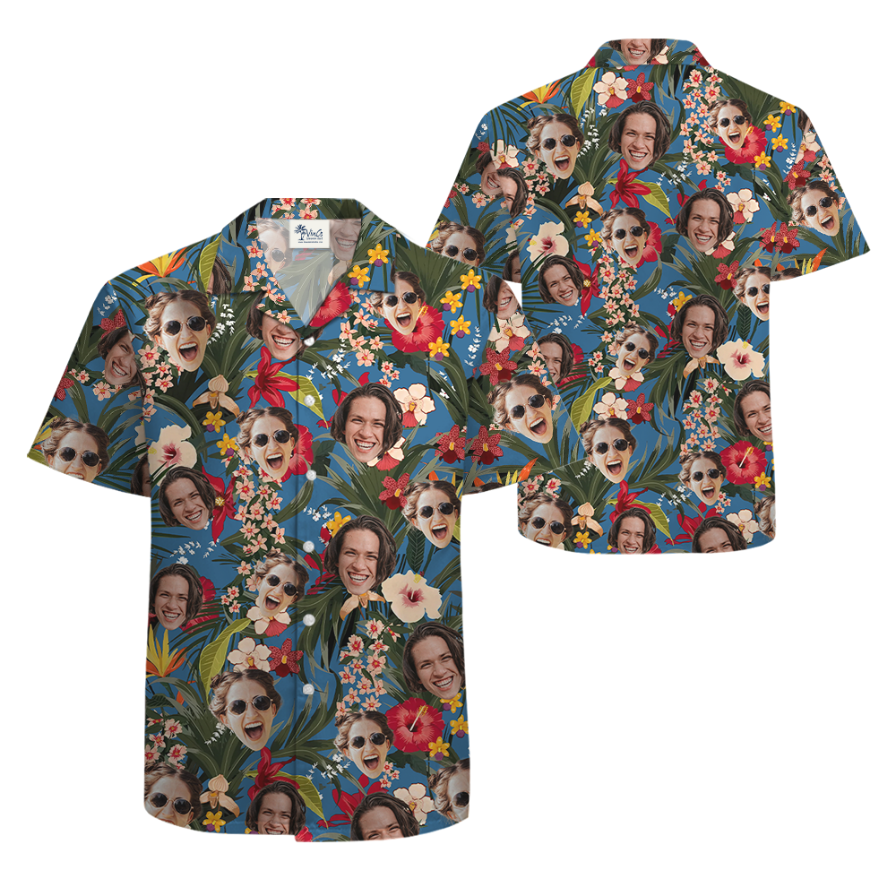 Custom Face Floral Hawaiian Shirt
