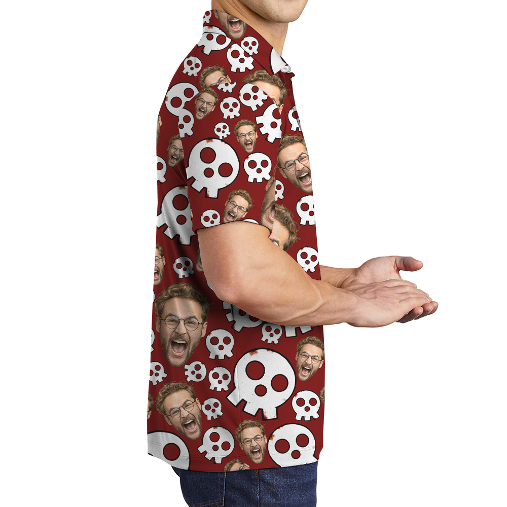 Custom Face Halloween Skull Polo Shirt