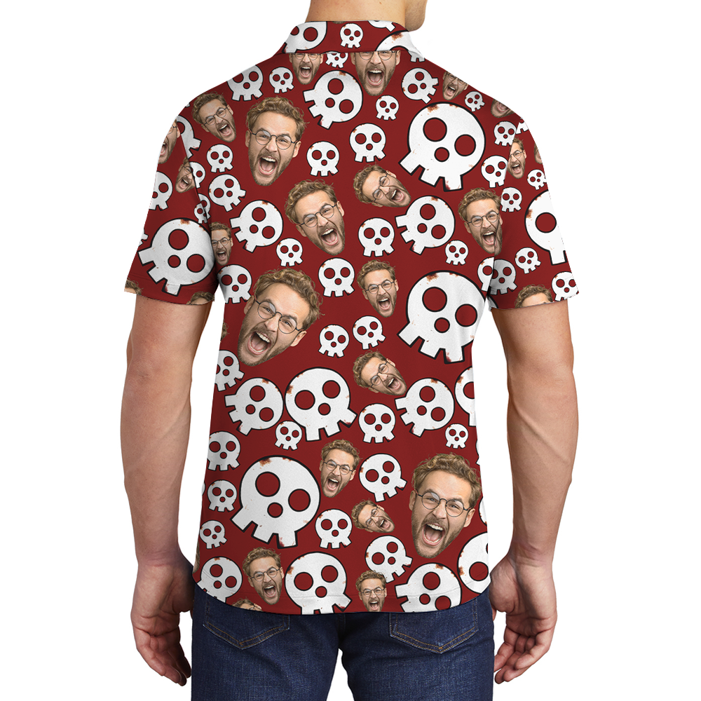 Custom Face Halloween Skull Polo Shirt