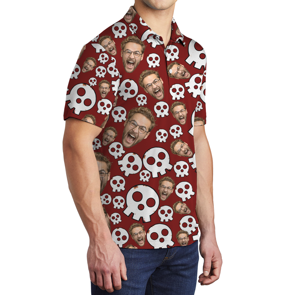 Custom Face Halloween Skull Polo Shirt