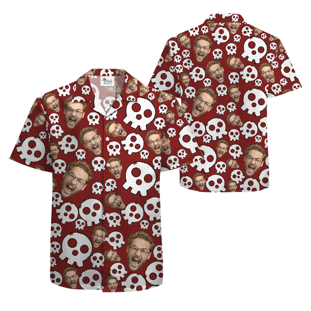 Funny Custom Face Skull Halloween Hawaiian Shirt