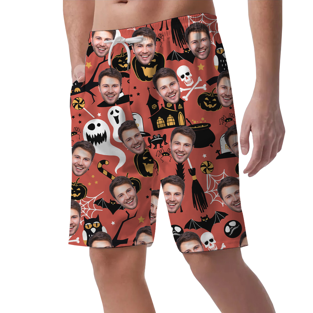 Halloween Ghost Custom Face Hawaiian Beach Shorts