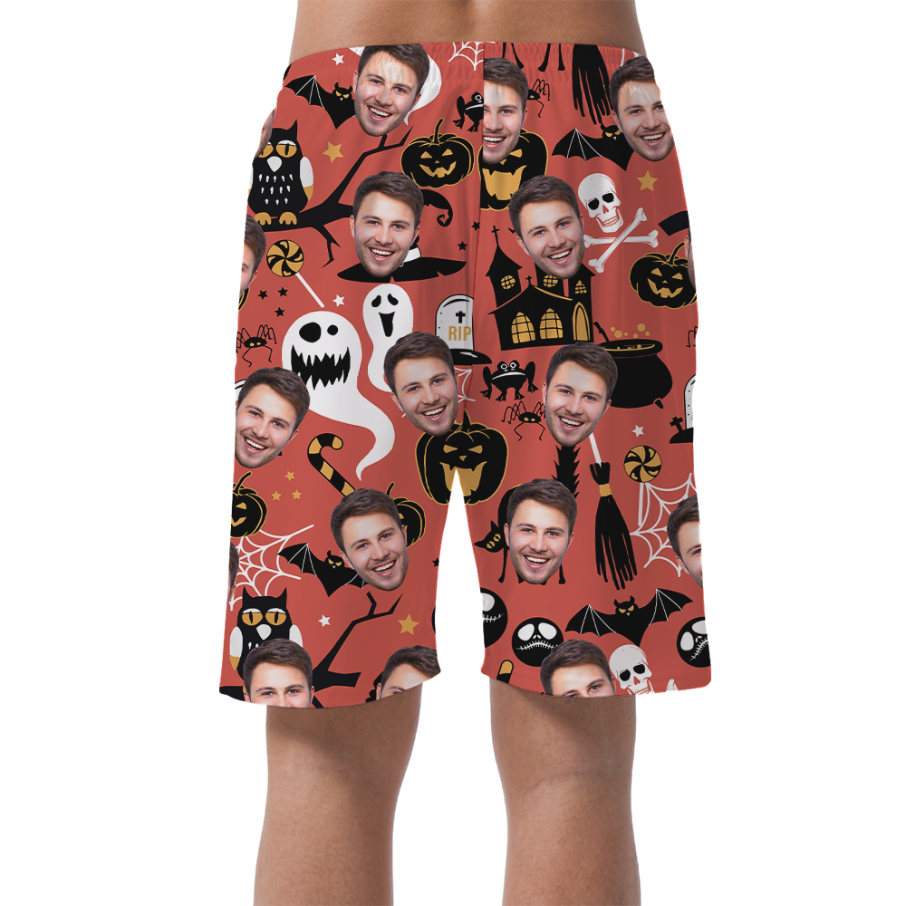 Halloween Ghost Custom Face Hawaiian Beach Shorts