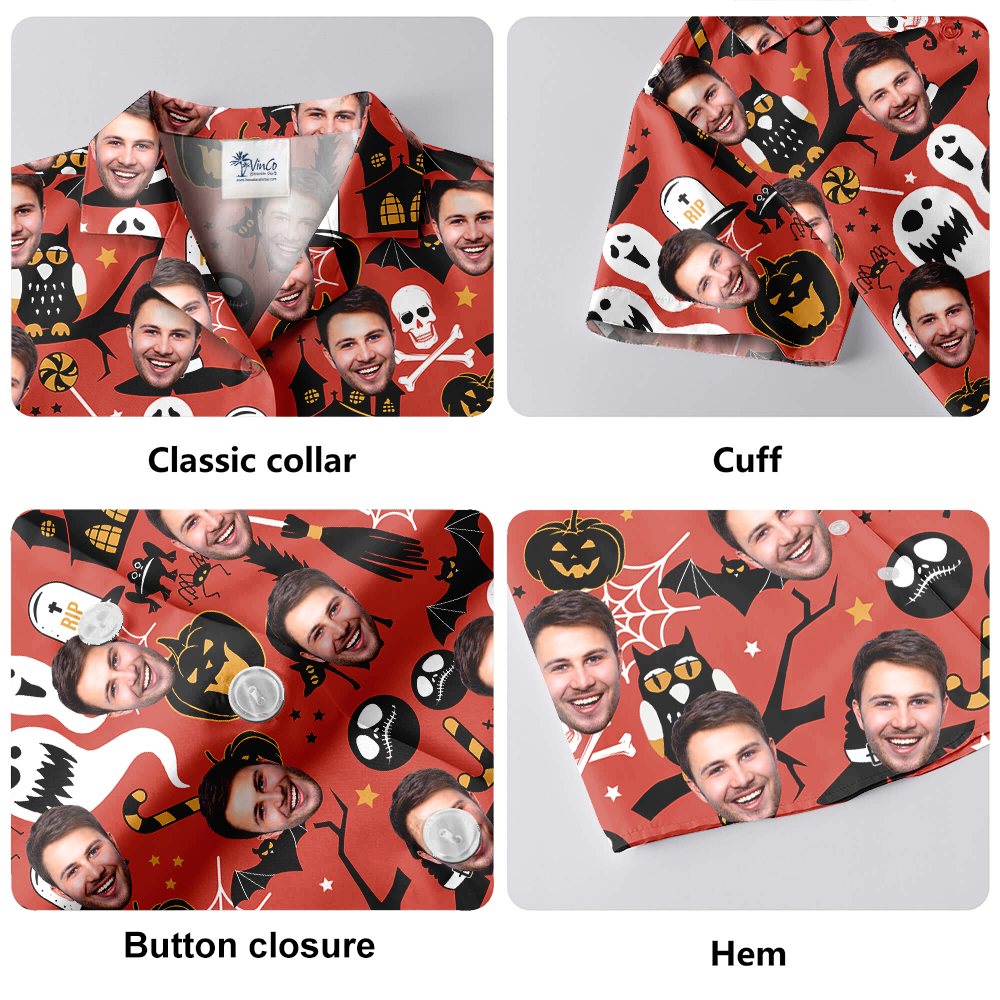Spooky Ghost Custom Face Halloween Hawaiian Shirt