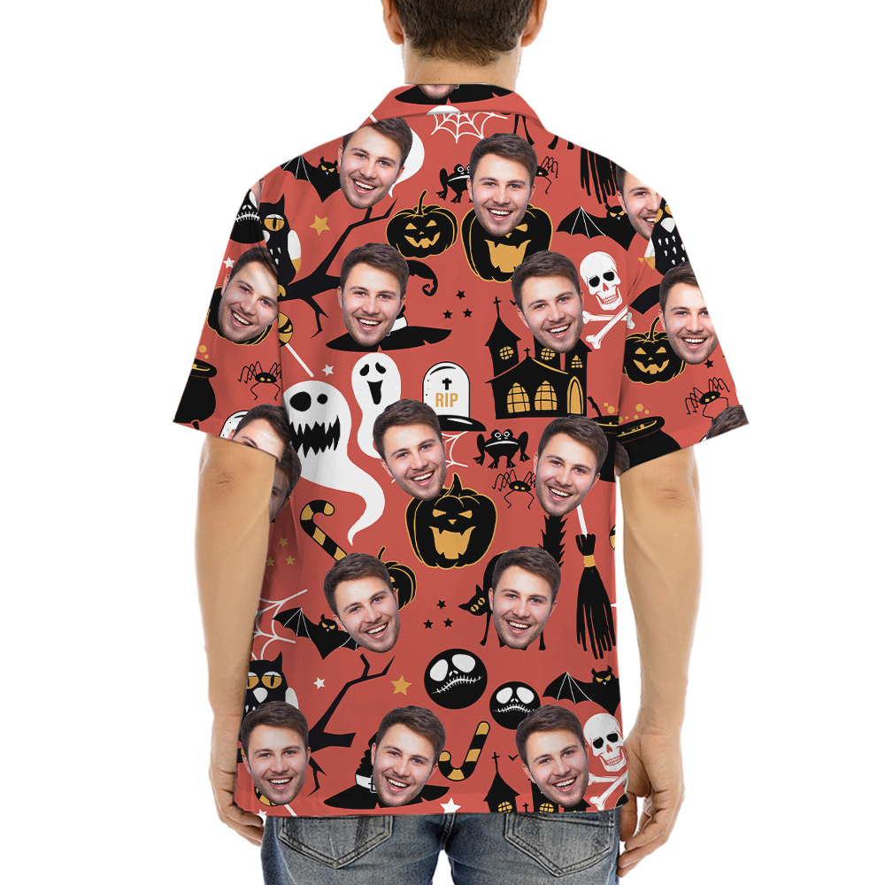 Spooky Ghost Custom Face Halloween Hawaiian Shirt