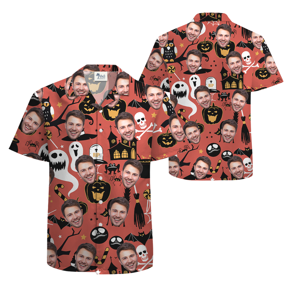 Spooky Ghost Custom Face Halloween Hawaiian Shirt