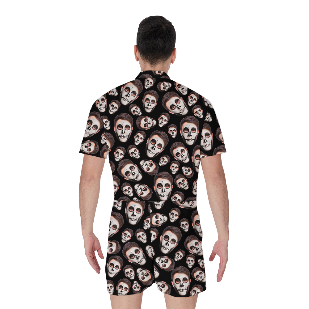 Horror Custom Face With Skull Halloween Romper