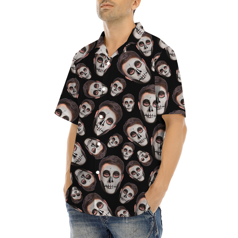 Horror Custom Face Skull Halloween Hawaiian Shirt