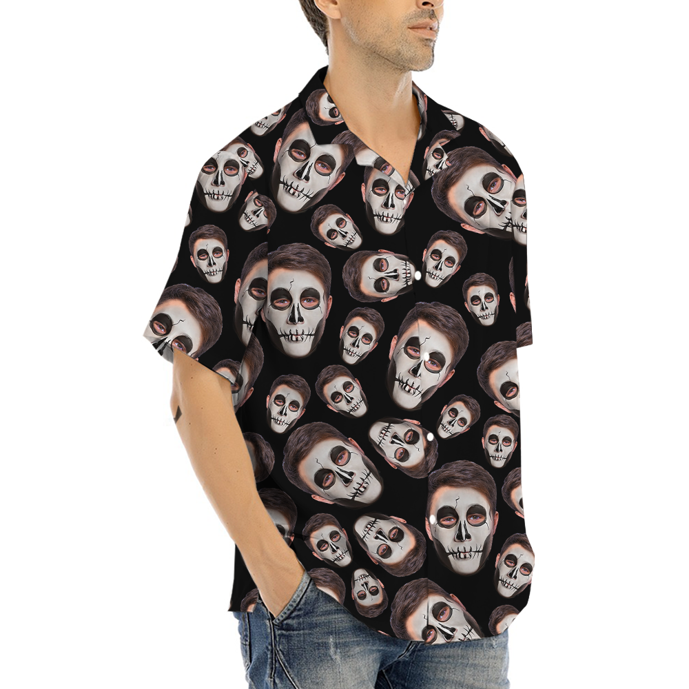 Horror Custom Face Skull Halloween Hawaiian Shirt