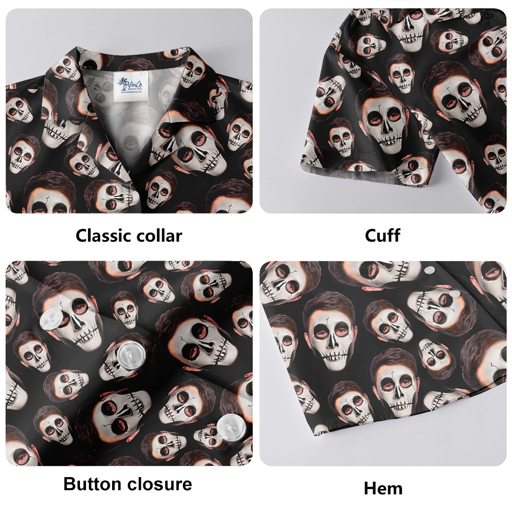 Horror Custom Face Skull Halloween Hawaiian Shirt