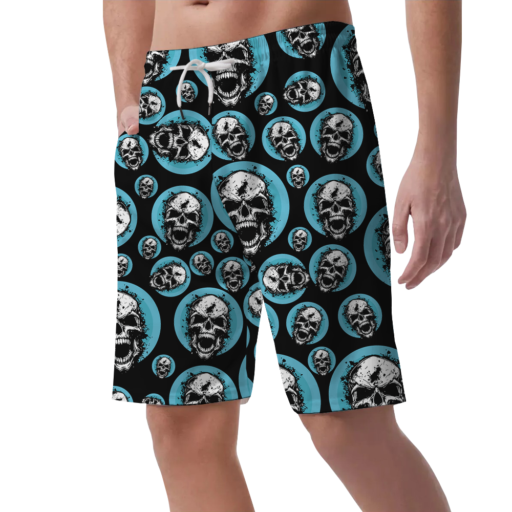 Scary Skull Halloween Hawaiian Beach Shorts