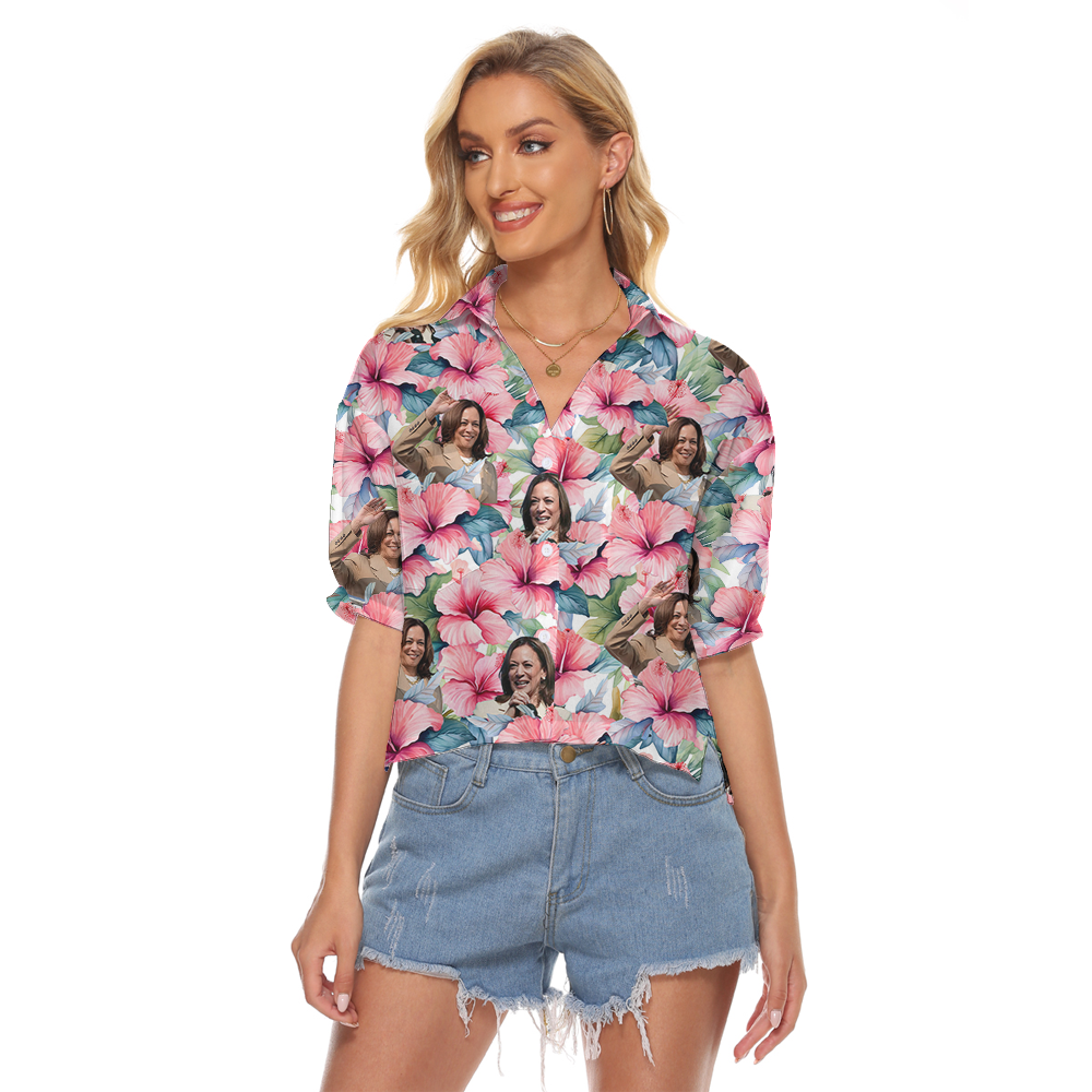 Kamala Harris Hibiscus Pink Crop Top Shirt - variant image 1