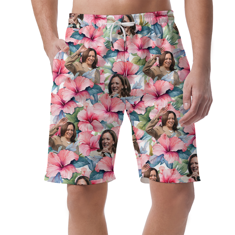 Kamala Harris Floral Beach Shorts - variant image 1