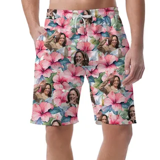 Kamala Harris Floral Beach Shorts