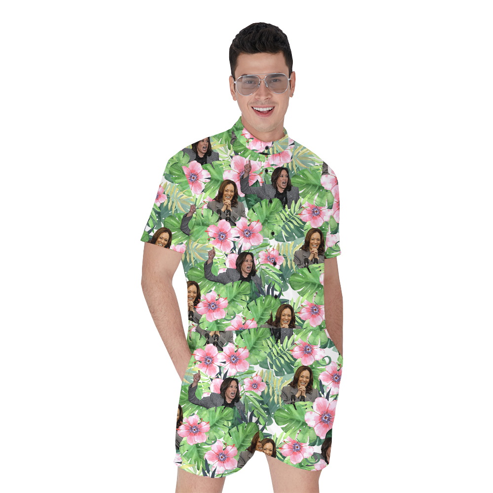Kamala Harris Tropical Hawaiian Romper - variant image 1