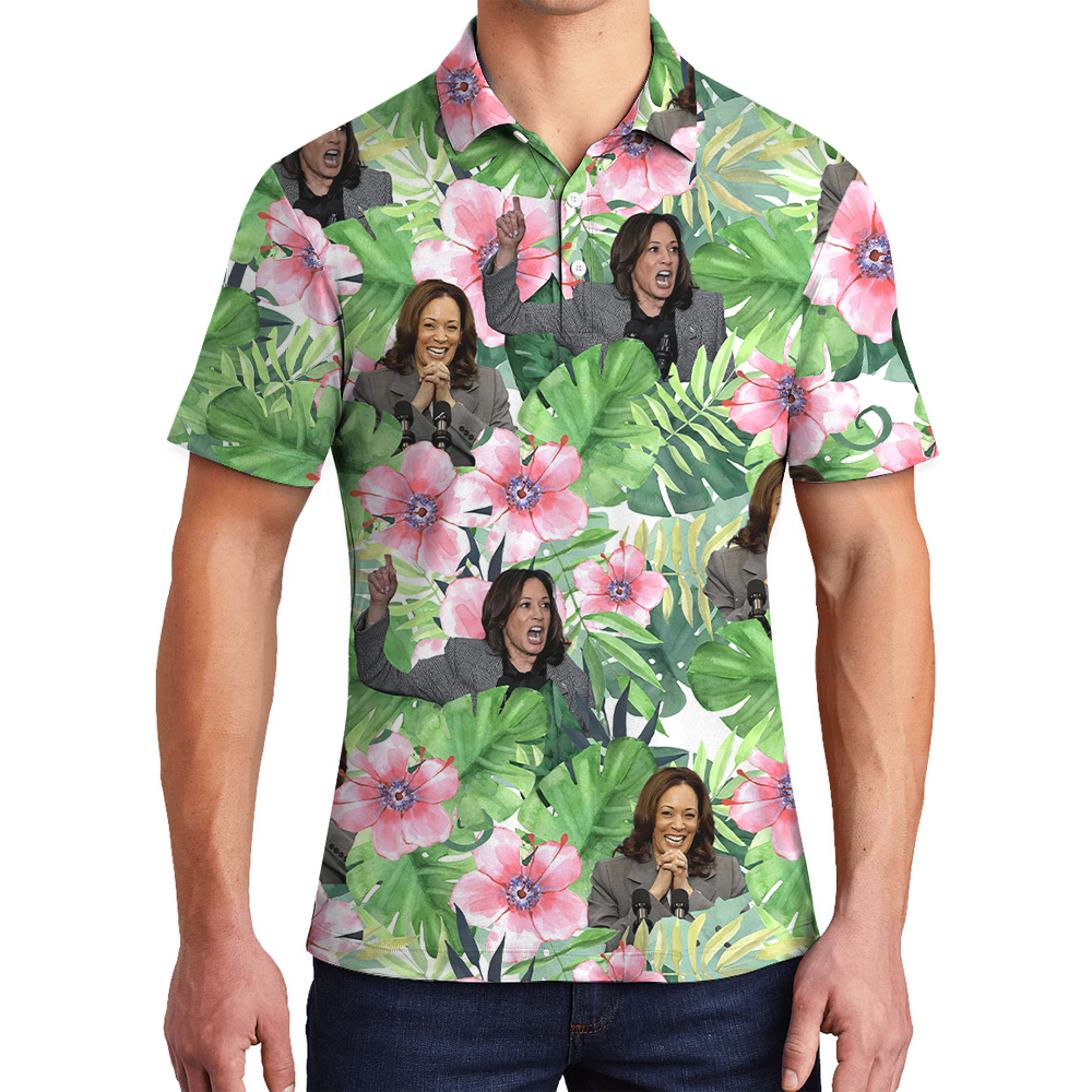 Kamala Harris Floral Hawaiian Polo Shirt - variant image 1