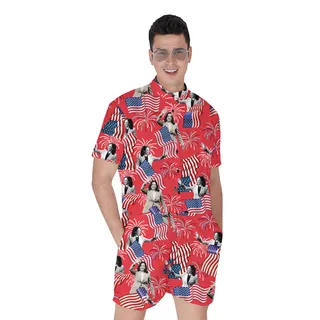 Kamala Haris American Flag Hawaiian Romper