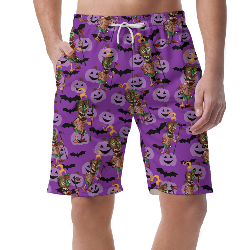 Spooky Tiki Halloween Men's Beach Shorts - variant image 1