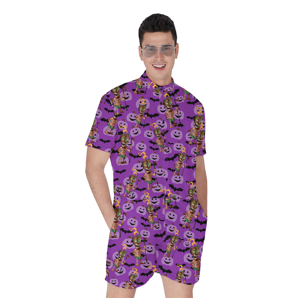 Halloween Tiki Purple Hawaiian Romper - variant image 1