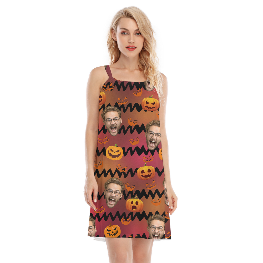 Custom Face Halloween Pumpkin Cami Dress - variant image 1