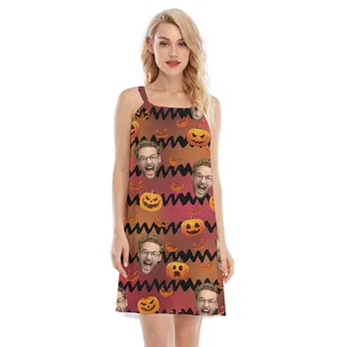 Custom Face Halloween Pumpkin Cami Dress