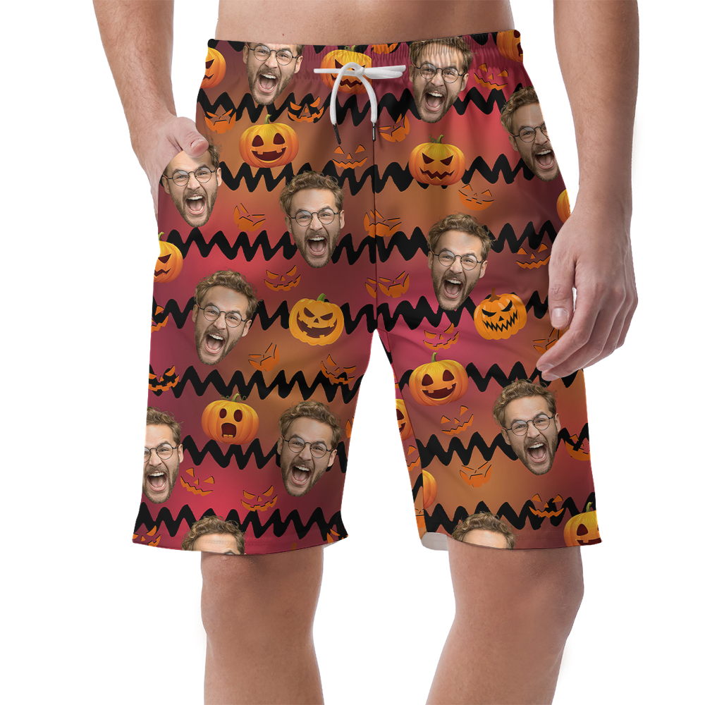 Custom Face Pumpkin Halloween Men's Shorts - variant image 1