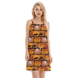 Custom Face Halloween Jack o' Lantern Cami Dress
