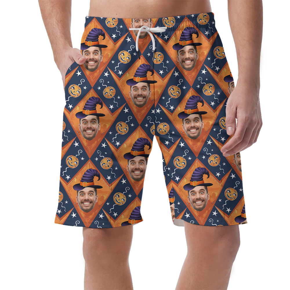 Spooky Custom Face Halloween Beach Shorts - variant image 1