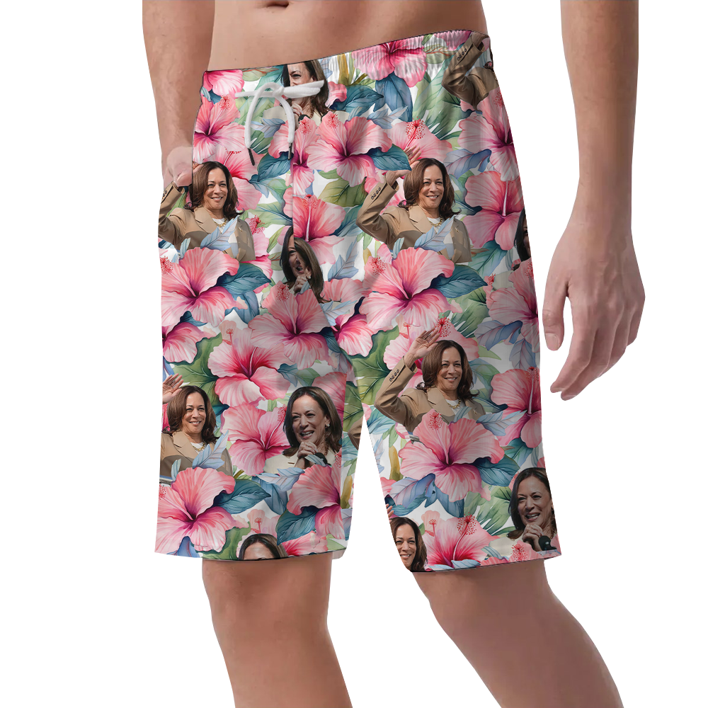 Kamala Harris Floral Beach Shorts