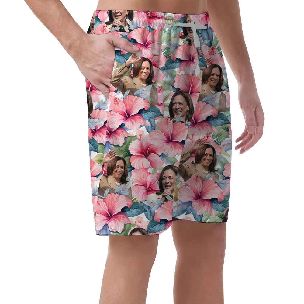 Kamala Harris Floral Beach Shorts