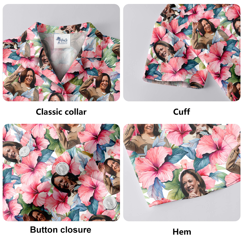 Kamala Harris Floral Hawaiian Shirt