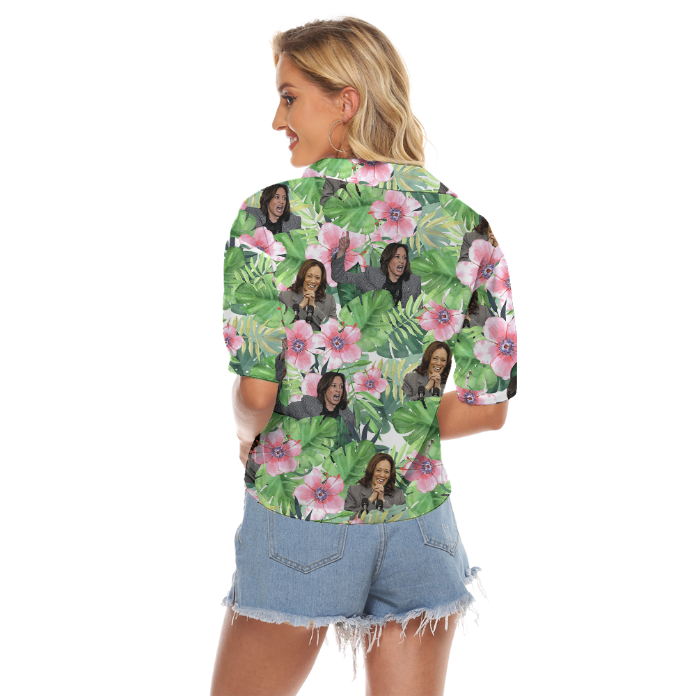 Kamala Harris Tropical Women's Cropped Shirt