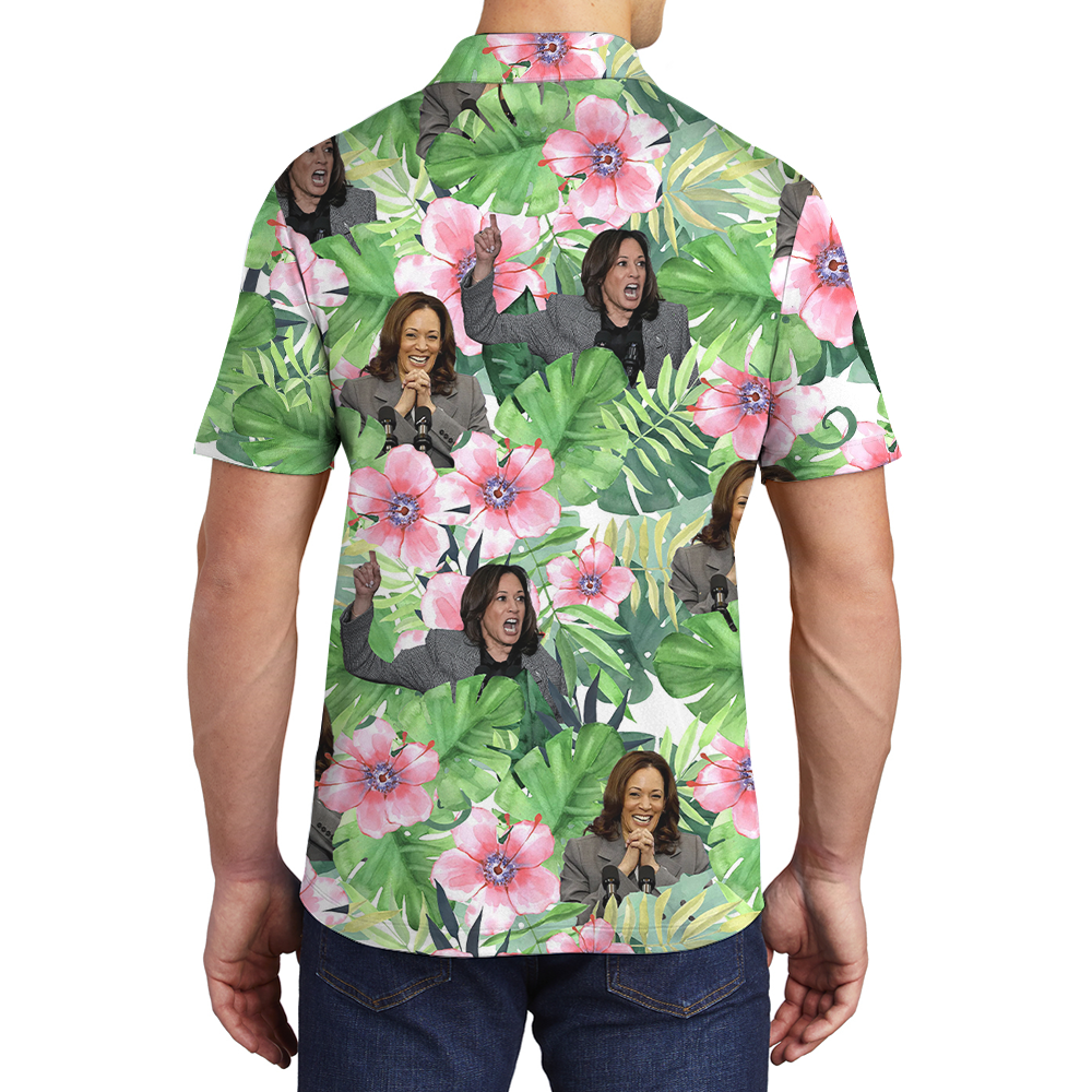 Kamala Harris Floral Hawaiian Polo Shirt