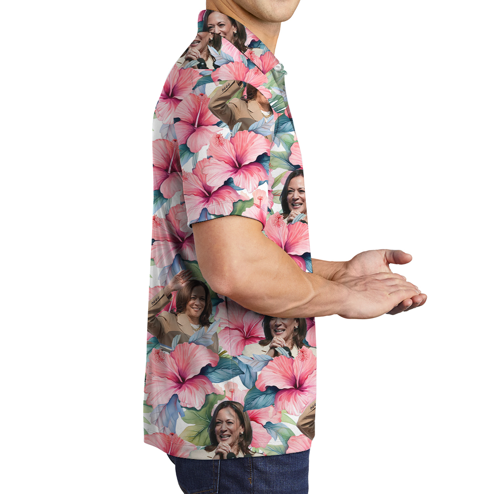 Floral Kamala Harris Hawaiian Polo Shirt