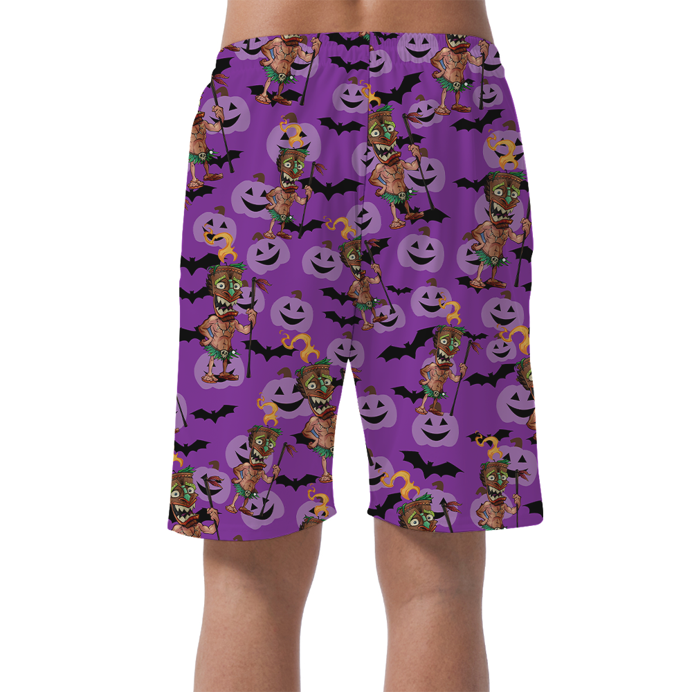 Spooky Tiki Halloween Men's Beach Shorts