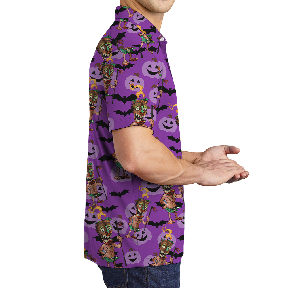 Spooky Tiki Halloween Polo Shirt