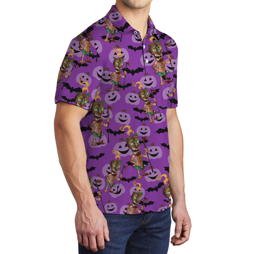 Spooky Tiki Halloween Polo Shirt