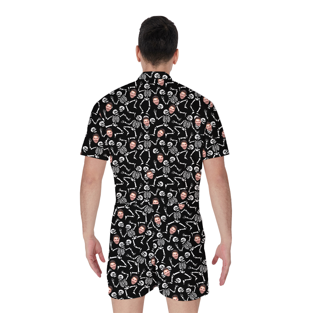 Spooky Skeleton Hawaiian Romper With Custom Face