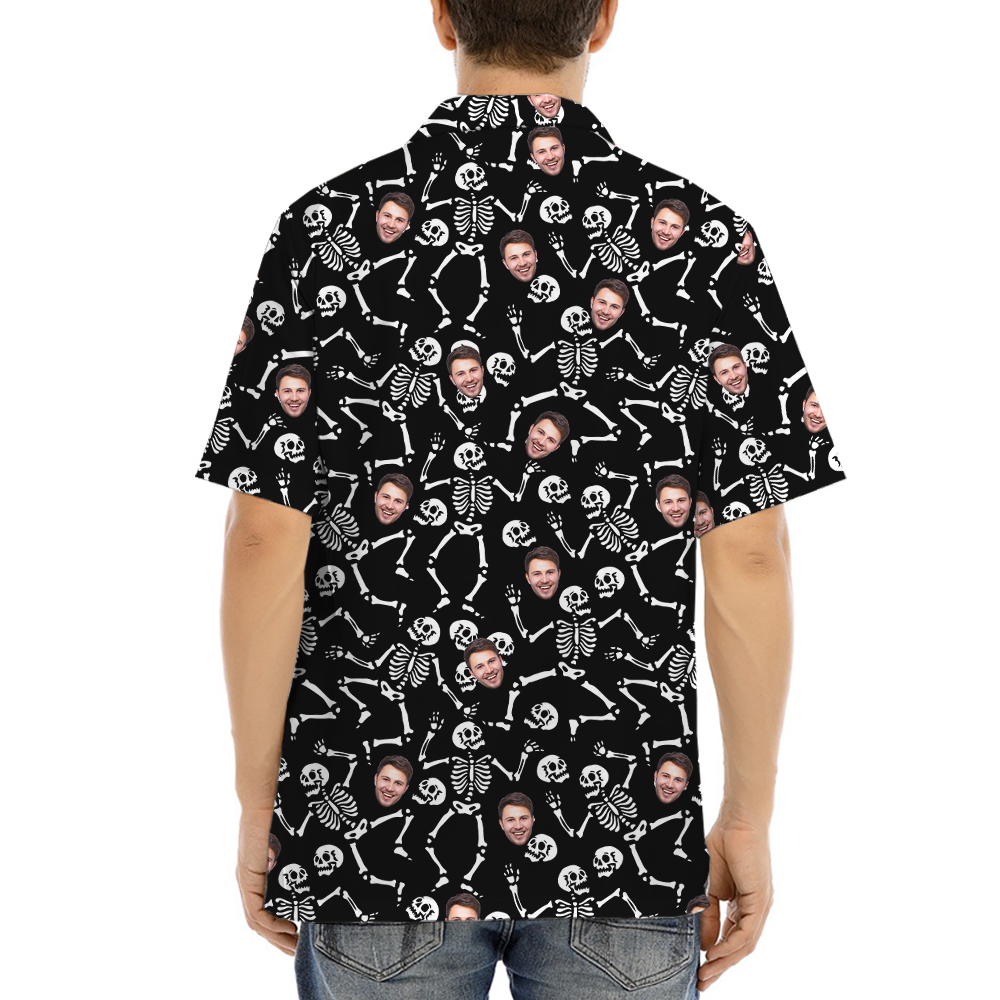 Custom Face Spooky Skeleton Hawaiian Shirt