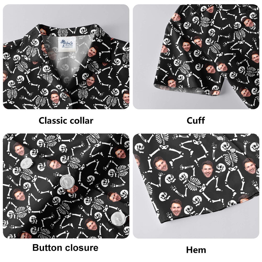 Custom Face Spooky Skeleton Hawaiian Shirt