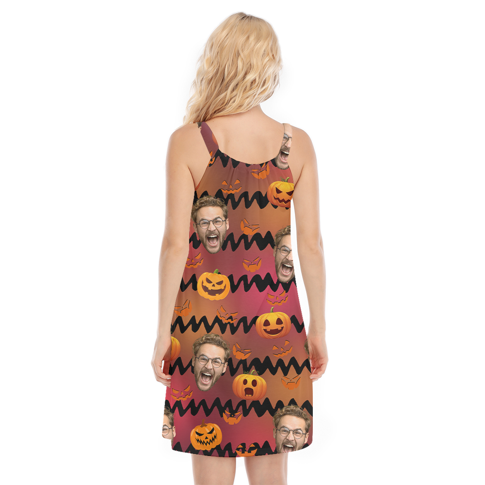 Custom Face Halloween Pumpkin Cami Dress
