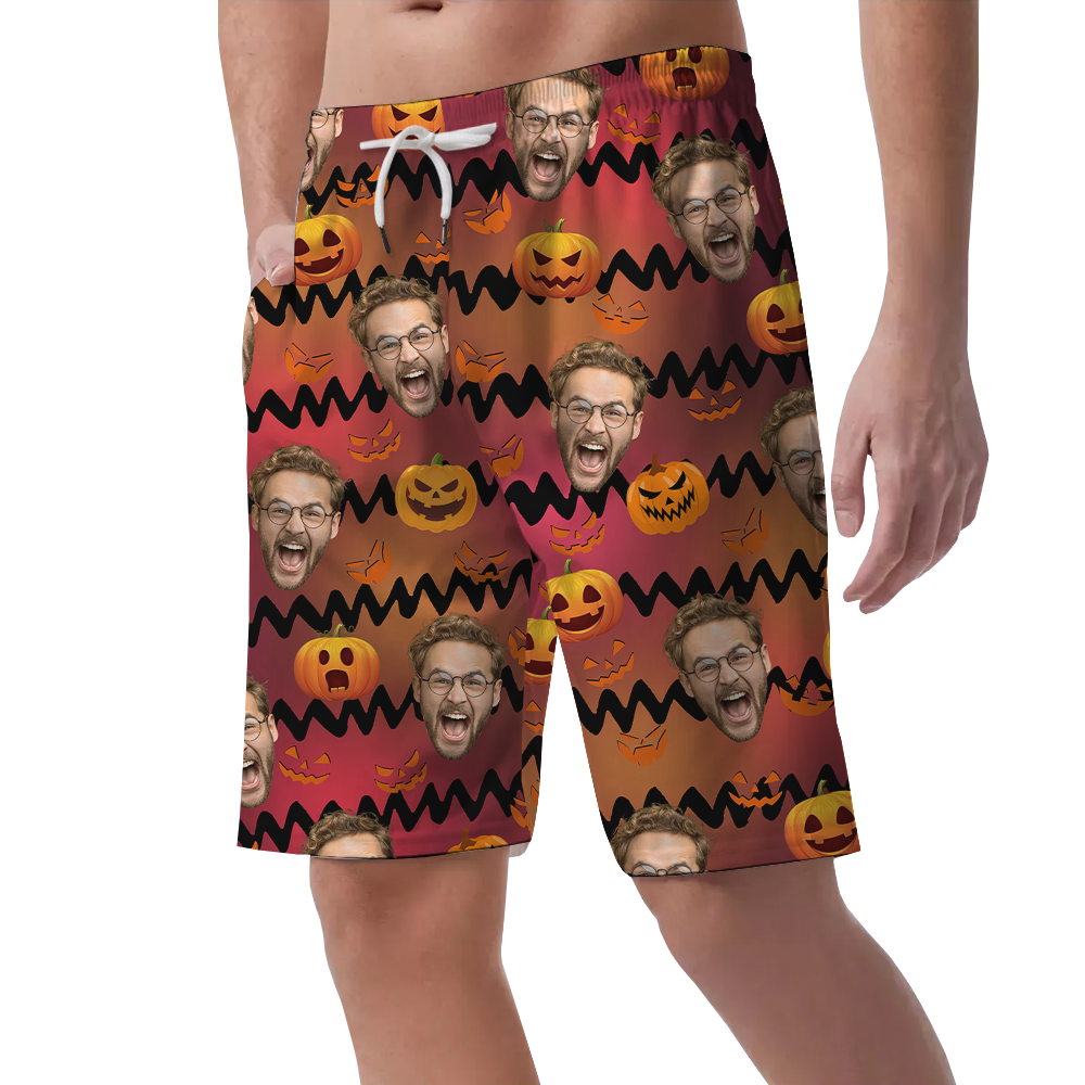 Custom Face Pumpkin Halloween Men's Shorts