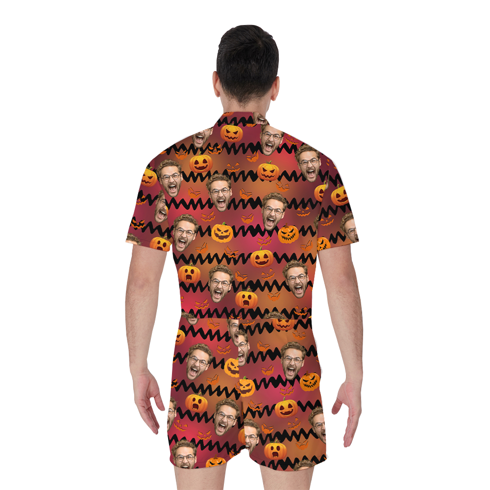 Custom Face Horror Jack o' Lantern Hawaiian Romper