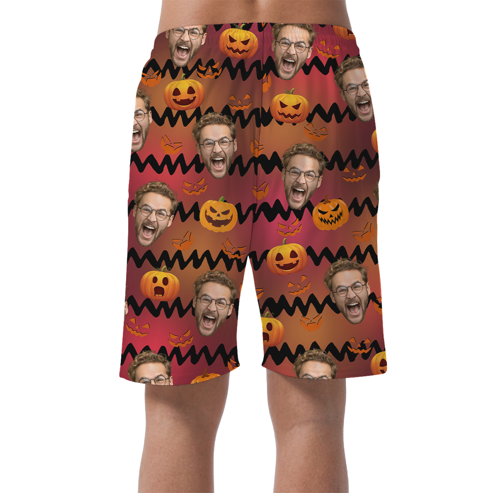 Custom Face Pumpkin Halloween Men's Shorts