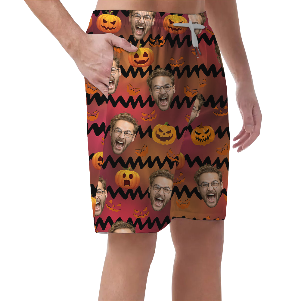 Custom Face Pumpkin Halloween Men's Shorts