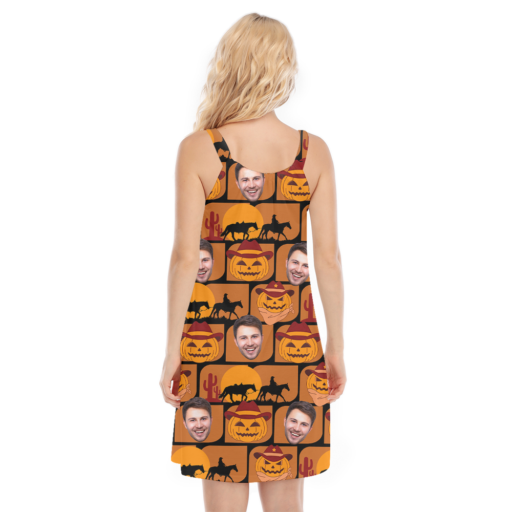 Custom Face Halloween Jack o' Lantern Cami Dress