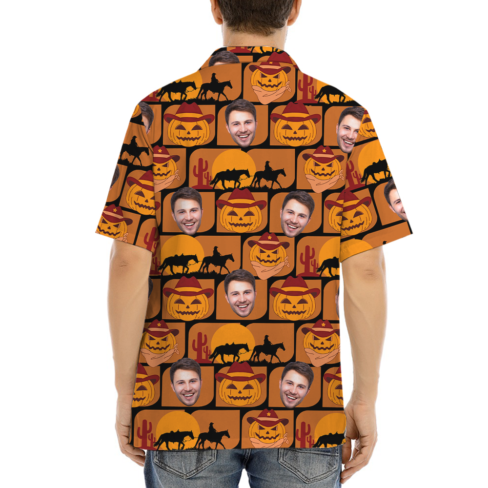 Custom Face Jack o' Lantern Halloween Hawaiian Shirt